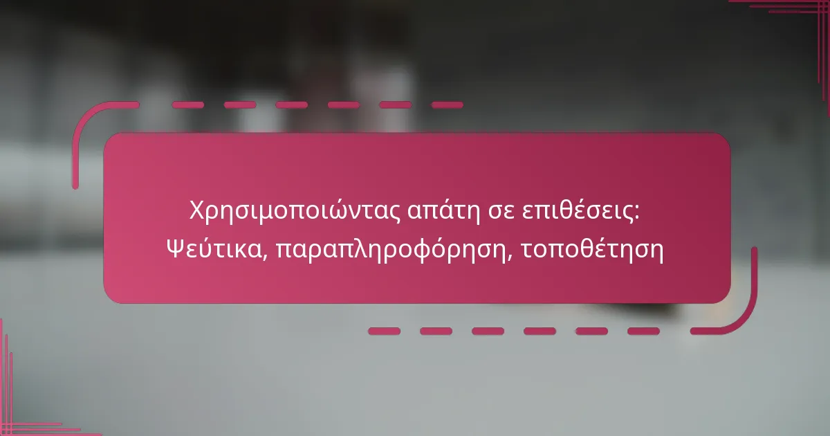 Χρησιμοποιώντας απάτη σε επιθέσεις: Ψεύτικα, παραπληροφόρηση, τοποθέτηση