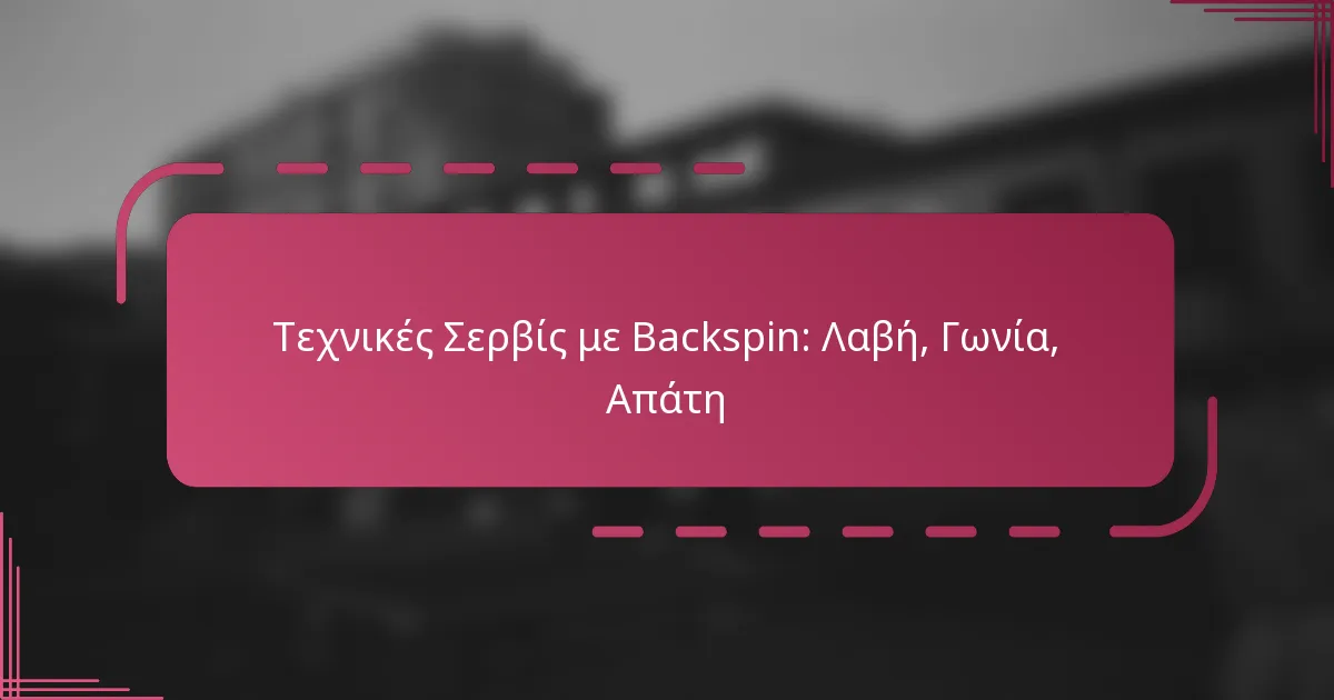Τεχνικές Σερβίς με Backspin: Λαβή, Γωνία, Απάτη
