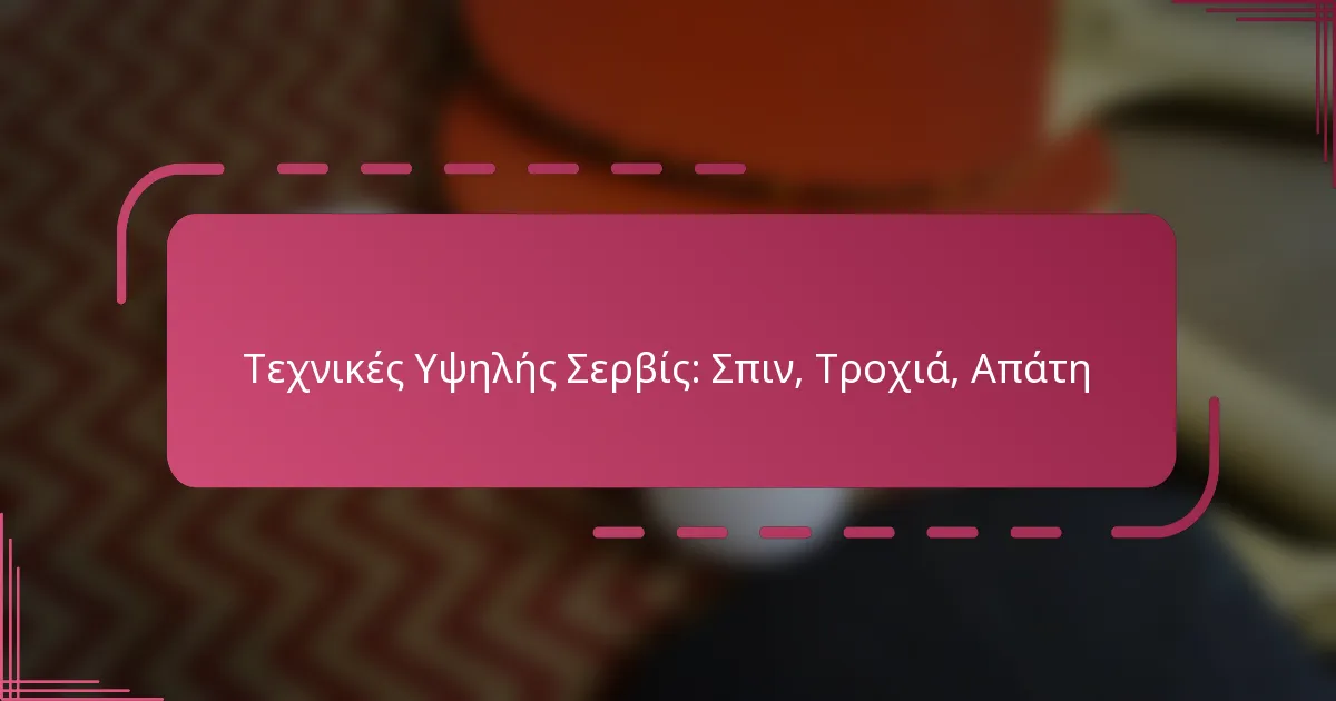 Τεχνικές Υψηλής Σερβίς: Σπιν, Τροχιά, Απάτη